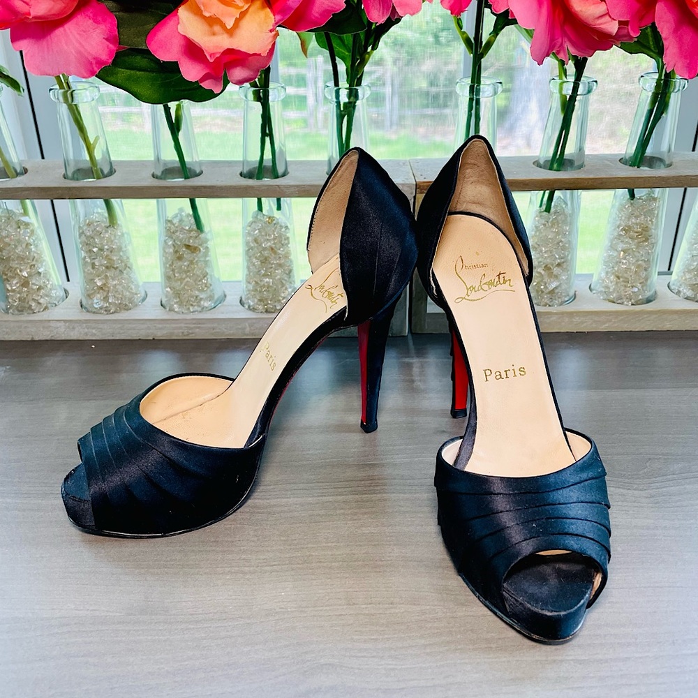 Christian Louboutin Black Satin Armadillo Heel